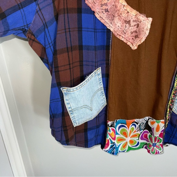 Handmade Upcycled Art To Wear Top Tunic-Patchwork-Boho-One Size - Picture 4 of 8